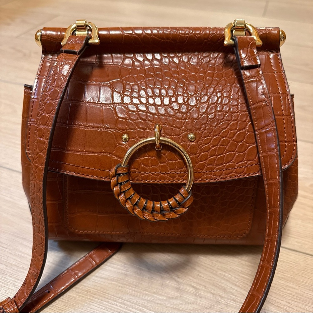 Kate Landry Brown Croc-Embossed Women's Crossbody Bag